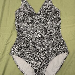 Monochrome Paisley Womens One Piece Swimsuit